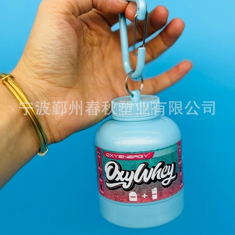 Fabricante 30g 45g 65g de proteína en polvo embudo cuadrado mosquetón portátil tamaño polvo olla en polvo de proteína en forma de barril