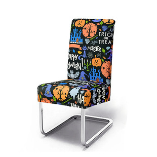 Cross-Border Halloween Chair Cover Digital Positioning Printing Halloween Element Chair Cover European and American Christmas Decoration Dining Chair Cover