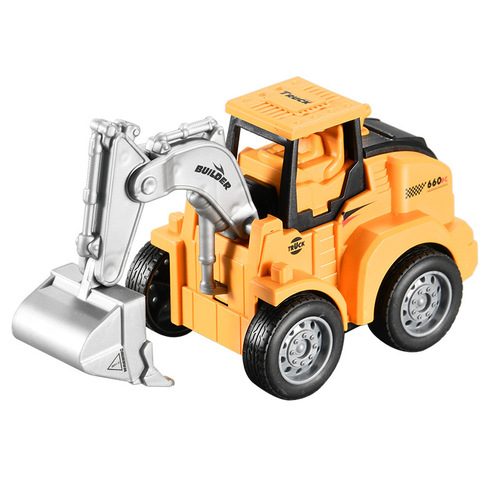 Children's toy engineering vehicle boys and girls press inertia excavator sliding simulation model bulldozer placed at the night market