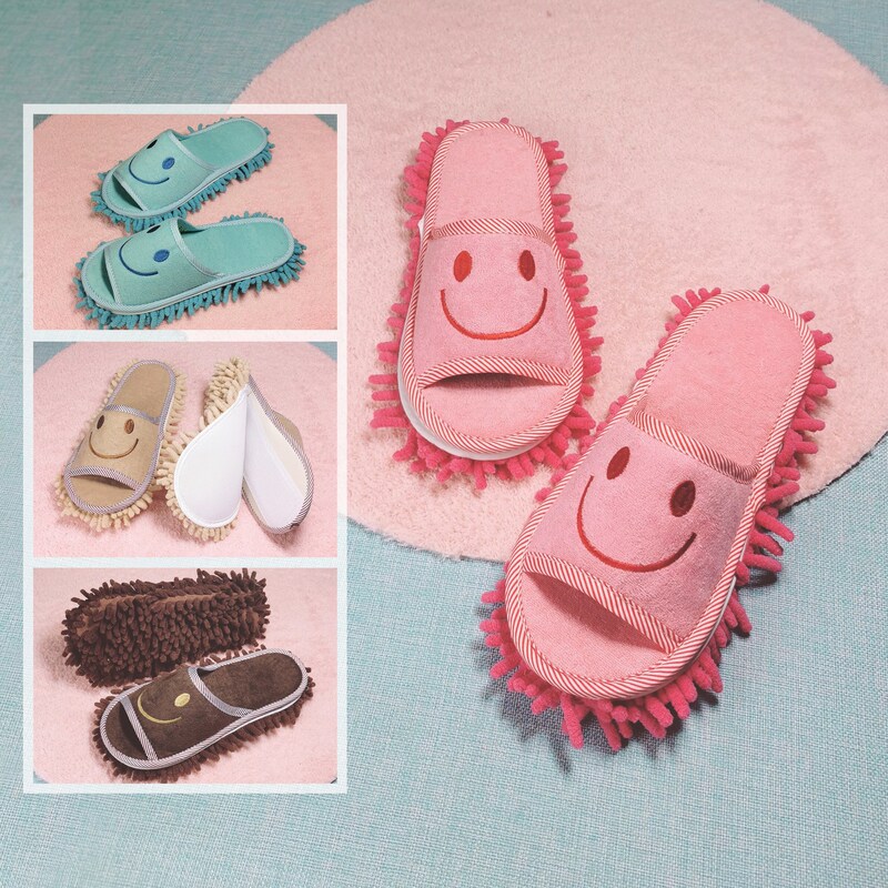 Cross-border foreign trade manufacturers towel embroidered lazy floor slippers Wood Floor Cleaning Mop Mop shoes detachable