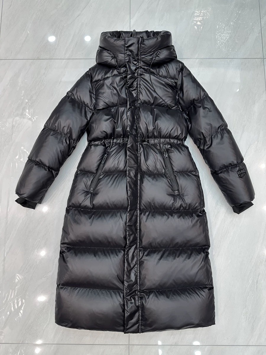 25 新しいアップグレードバージョンブラックゴールドダックダウンクイーンダウンジャケット女性のエクストラロングフード付きウエスト肥厚暖かいジャケット