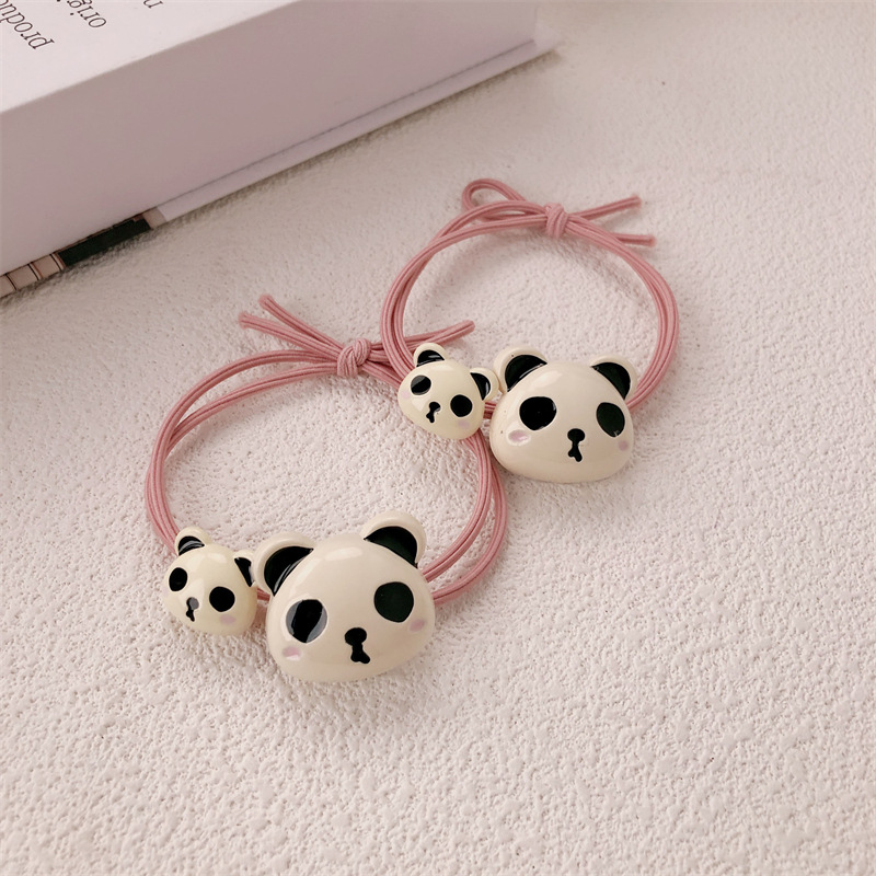 Bonito panda anillo de cabello red temperamento de la niña cuerda de cabello de cola de cabello de goma de alta elasticidad