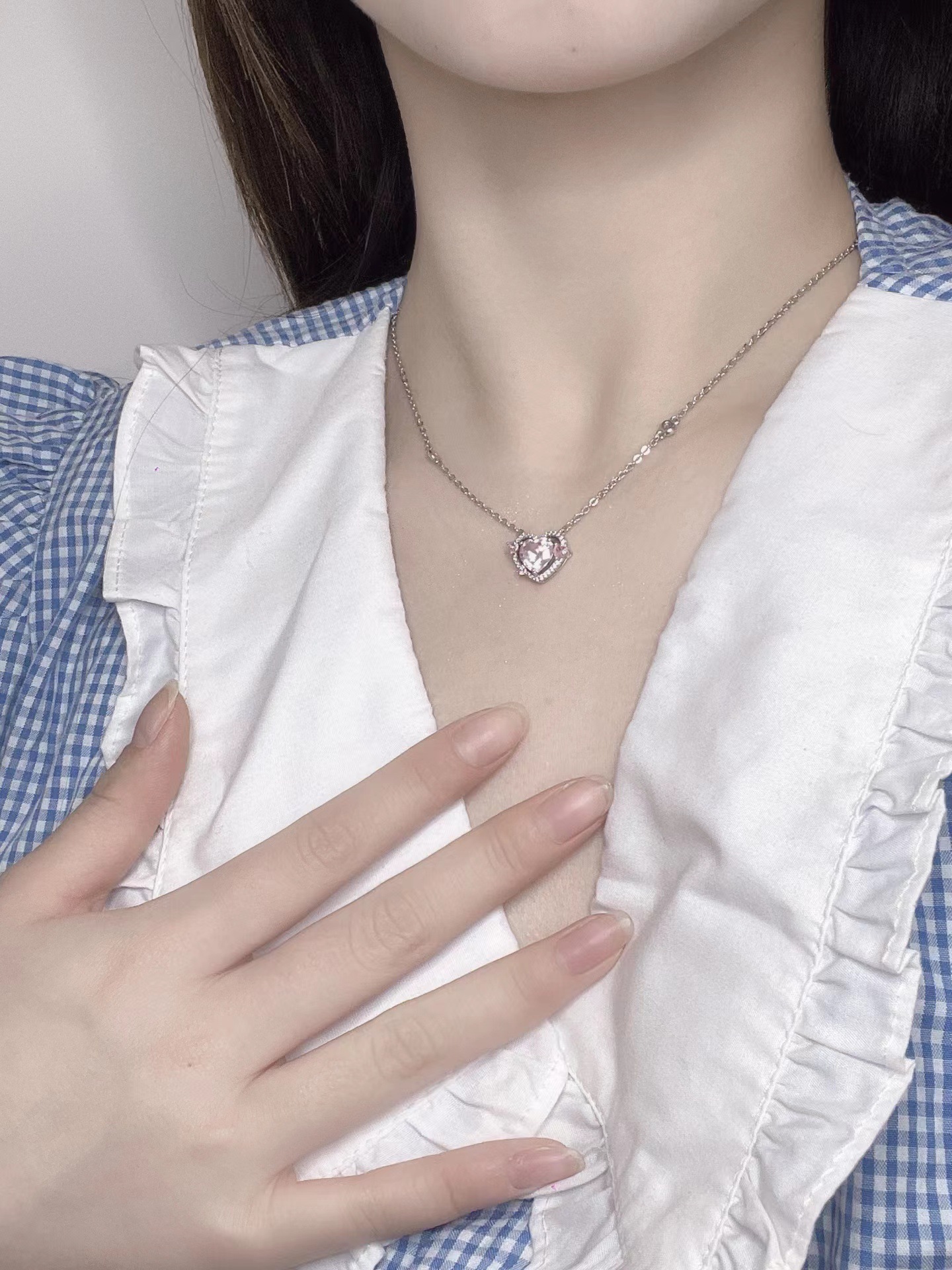 Plating, Inlay Design Elegant Style Elegant Lady Heart Shape Zircon Sterling Silver Wholesale Bracelets Necklace
