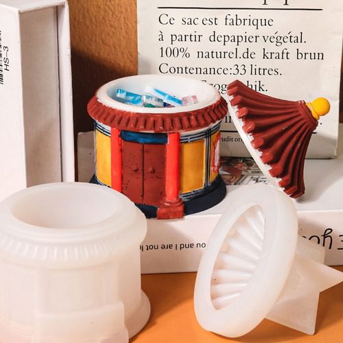 Proud diy glue mold Chinese style building storage box silicone mold mirror resin exclusive to Amazon
