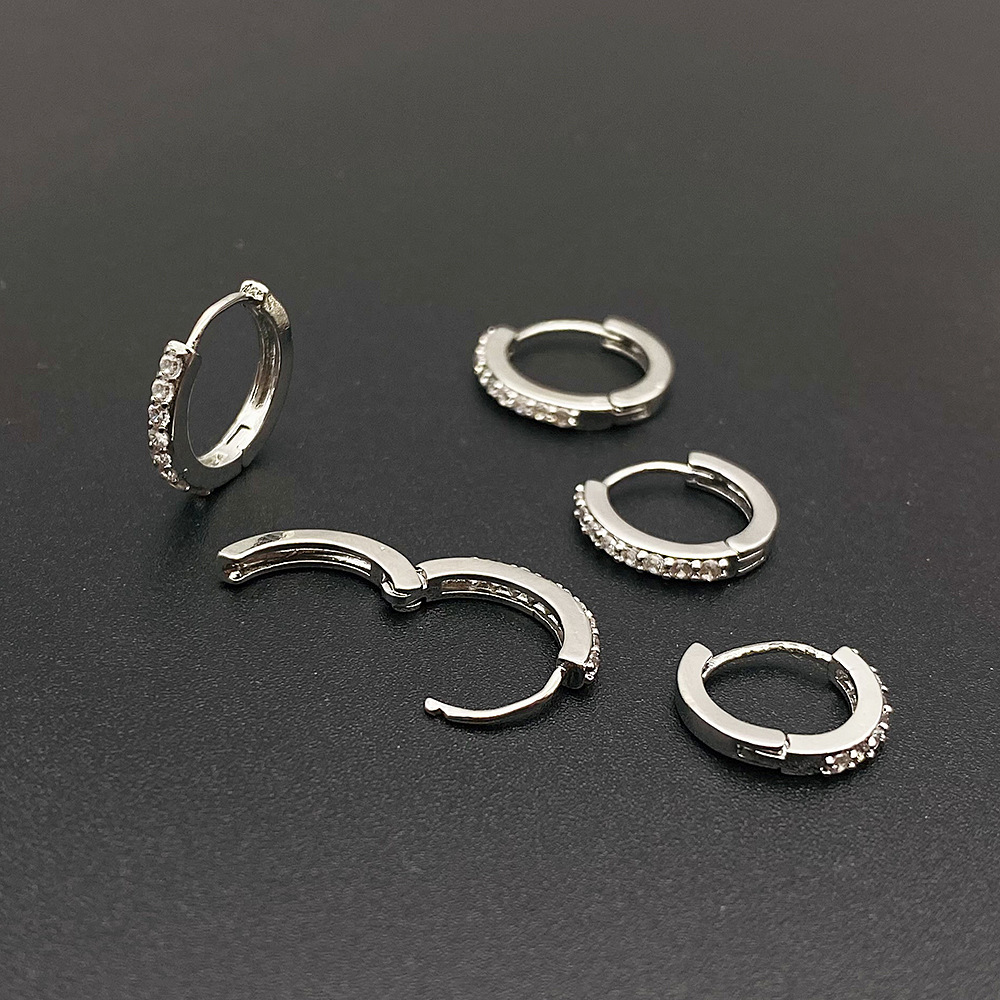 1 Piece Quantity 1 Piece Simple Style Geometric Inlay Copper Zircon Hoop Earrings