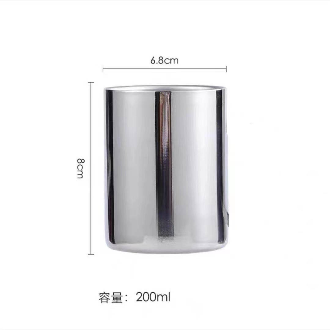 Taza de acero inoxidable 304, taza de agua de doble capa, taza para estudiantes de guardería, taza para cantina, restaurante, taza de té, uso comercial