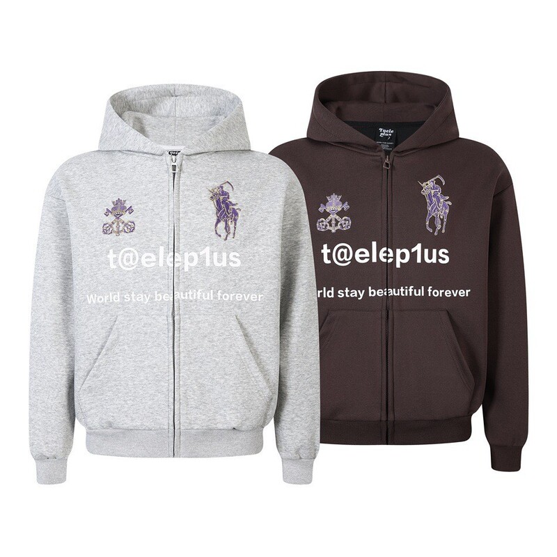 Model 26 Spring New American Style Trendy Design Polo Embroidery Loose Hooded Jacket Unisex Sweatshirt Hoodie