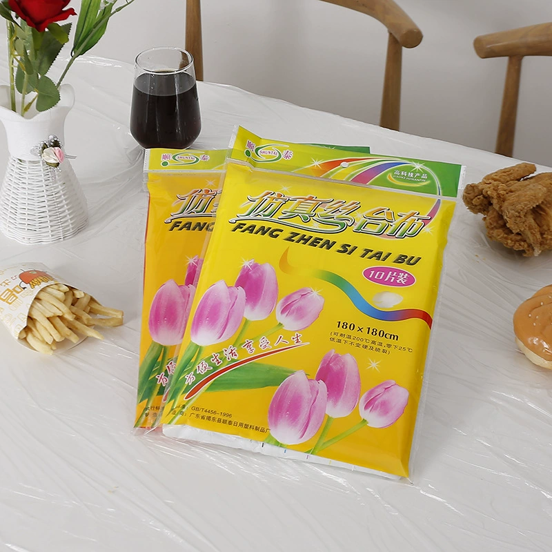 Обработка Shuntai Подгонянная одноразовая скатерть Одноразовая пластиковая скатерть pe утолщенная Свадебная маслостойкая Водонепроницаемая