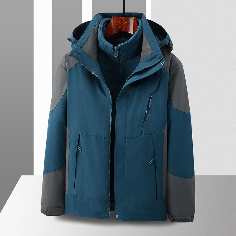 Chaqueta de asalto al aire libre para hombres 3 en 1 chaqueta de mujer a prueba de viento con cremallera debajo de la axila transpirable y desmontable ropa de montaña