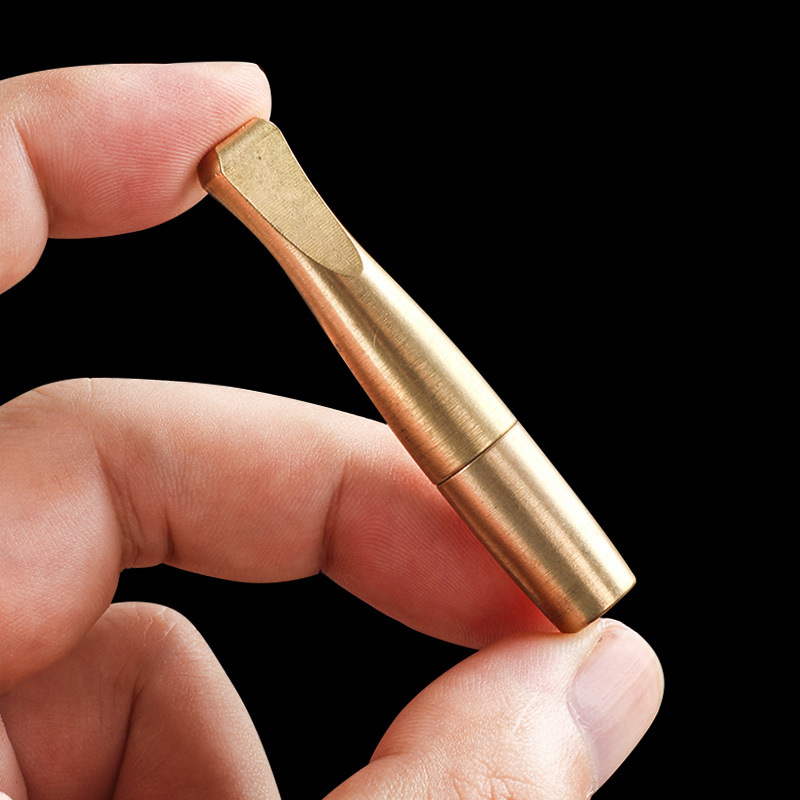 Small Portable Brass Cigarette Nozzle Flat Nozzle Brass Thick and Thin Cigarette Dual Use Recycling Disassembled and Cleaning Filter Nozzle