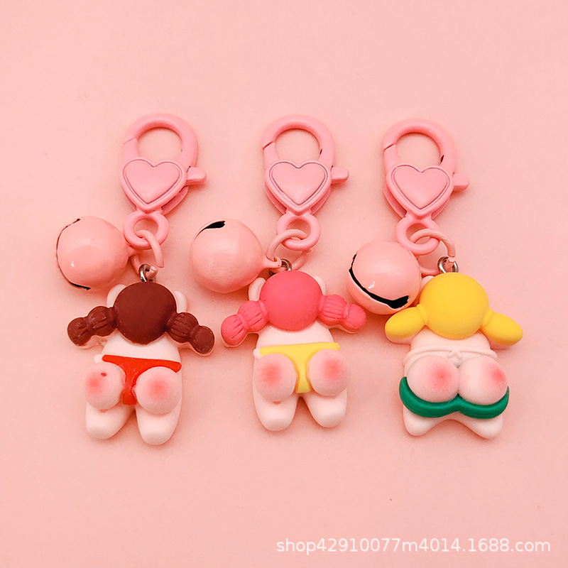 Cute ASS Girl amor llavero mochila de dibujos animados colgante creativo melocotón hip pareja regalo Accesorios al por mayor