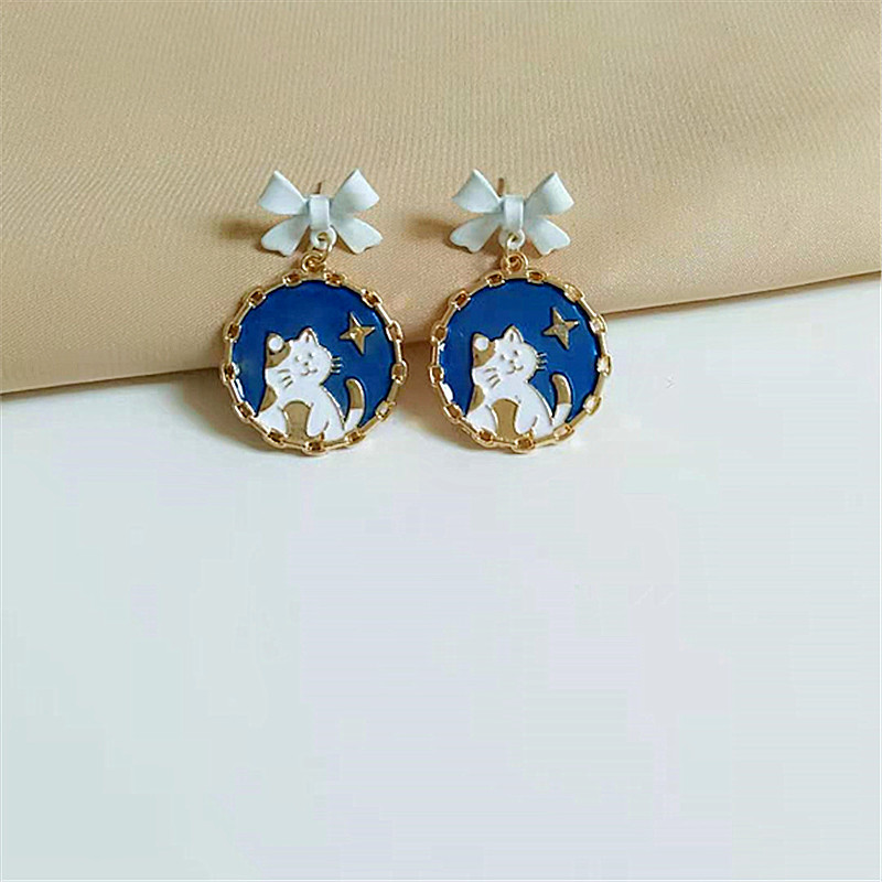 Fashion Rabbit Cat Alloy Enamel Women's Drop Earrings 1 Pair display picture 3