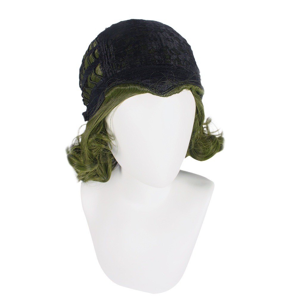 Europa y América película Cosplay payaso bromista Flack verde medio-Longitud del pelo rizado cos peluca tocados de Halloween