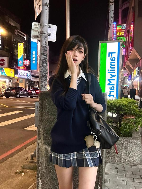 大码原创JK毛衣套装V领套头班服刺绣长袖针织衫秋冬校供感百搭|undefined