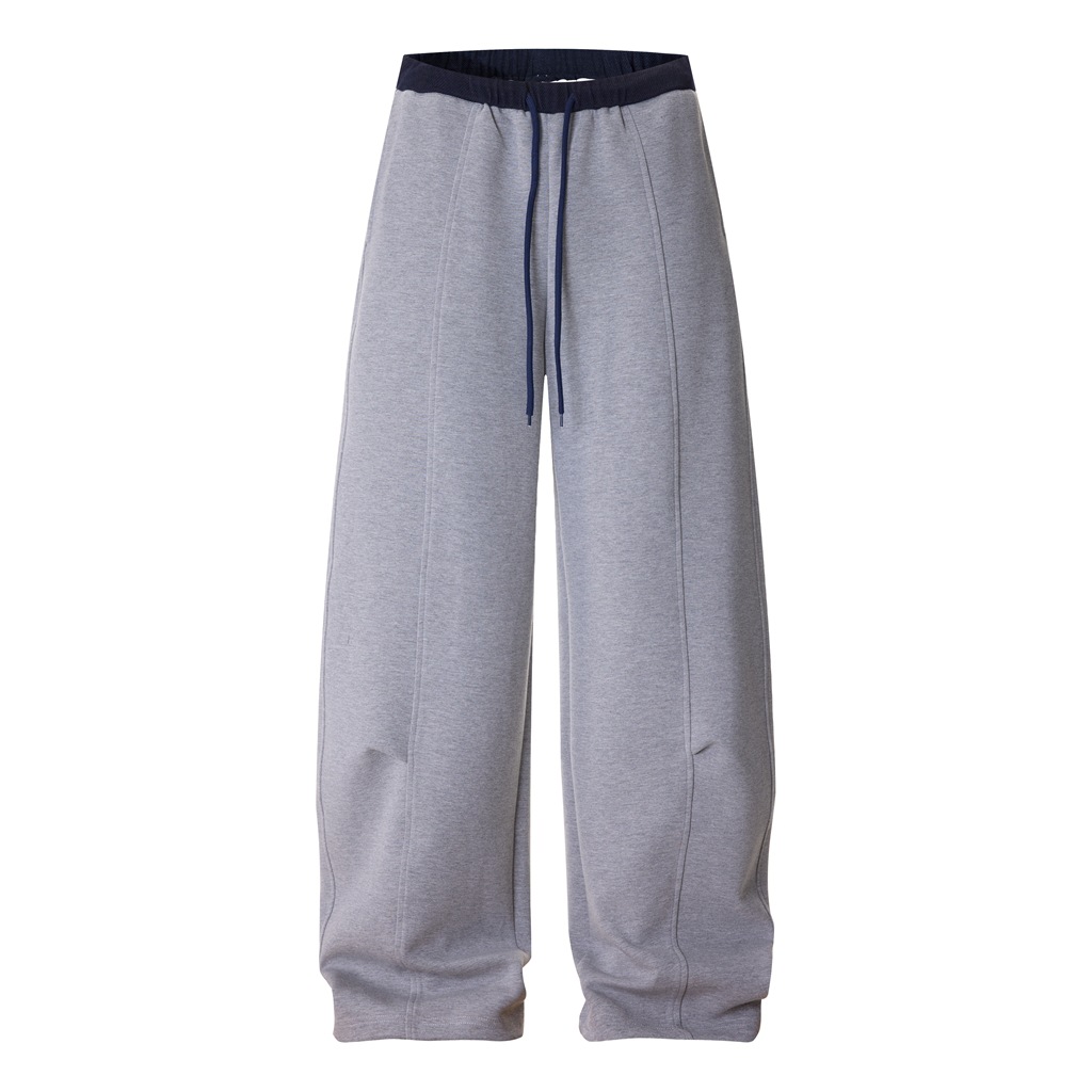 Joggers unisexes déstructurés – Pantalon de survêtement streetwear oversize avec ourlet biseauté et technologie anti-froissage (24 % coton, gris, S-XL)_voghion.com