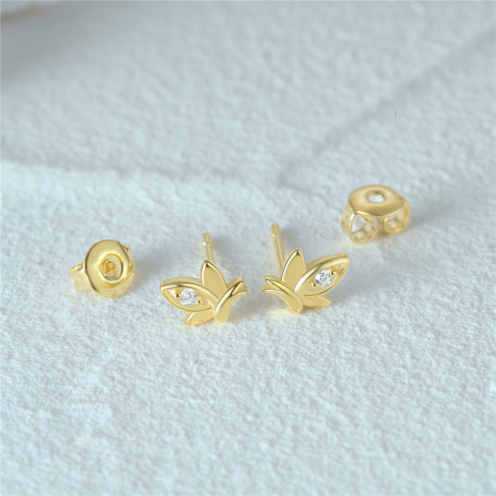 1 Paire Style Simple Cactus Lune Fleur Placage Incruster Argent Sterling Zircon Plaqué Or 18k Boucles D'oreilles display picture 13