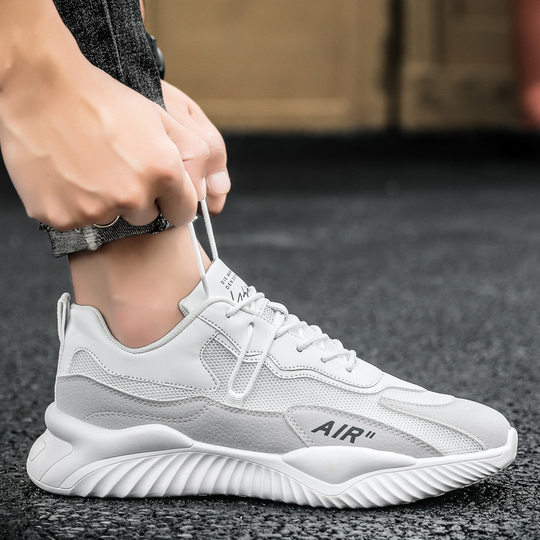 2023 Breathable Korean Forrest Gump Shoes Trendy Mesh Sports Men's Shoes All-match Casual Autumn Running Dad Trendy Shoes White