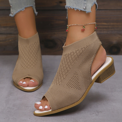 Eurasian fly-knit air-cooled women's breathable lace-up fish-mouth sandals 43