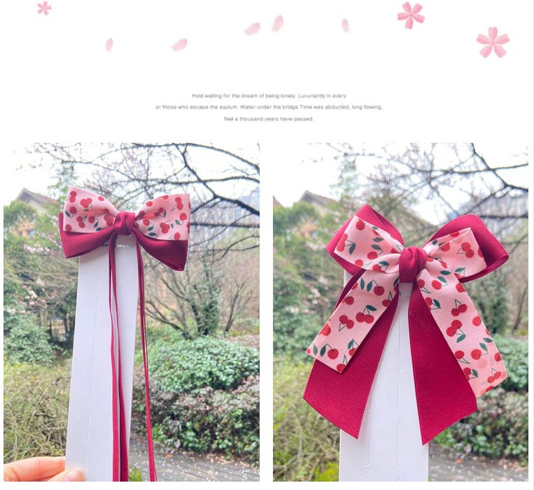 Cute Cherry Bow Knot Cloth Ribbon Hair Clip 1 Piece display picture 3