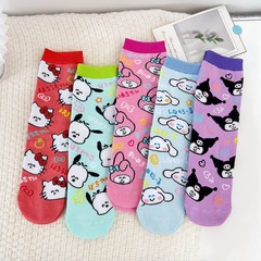 動漫卡通襪子女 可愛小狗日系中筒女襪 精梳棉卡通長襪堆堆襪批發