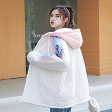 2022新款加絨加厚短款外套女冬裝初中高中學生韓版羊羔毛棉服2088