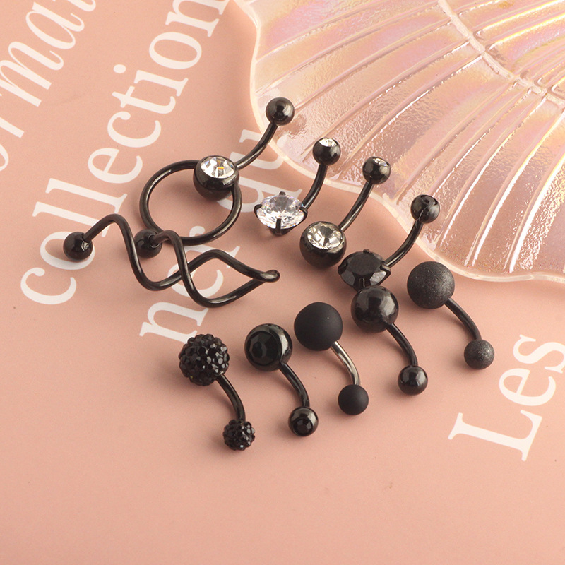 Piercing nombril en acier inoxydable avec zircon argent_voghion.com