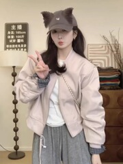 短款袖口拼接棒球服外套女2025春季新款韩版时尚休闲气质夹克上衣