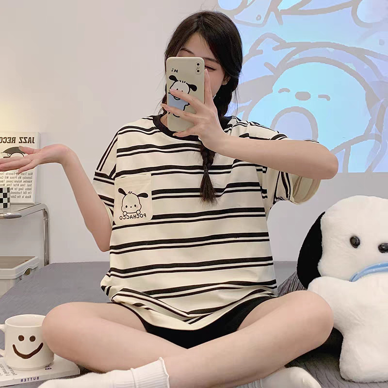 Cross-border Summer Cute Cartoon Summer Pajamas Women's Ins Style Short-sleeved suit Loose Women's Outer Wear Home Clothes