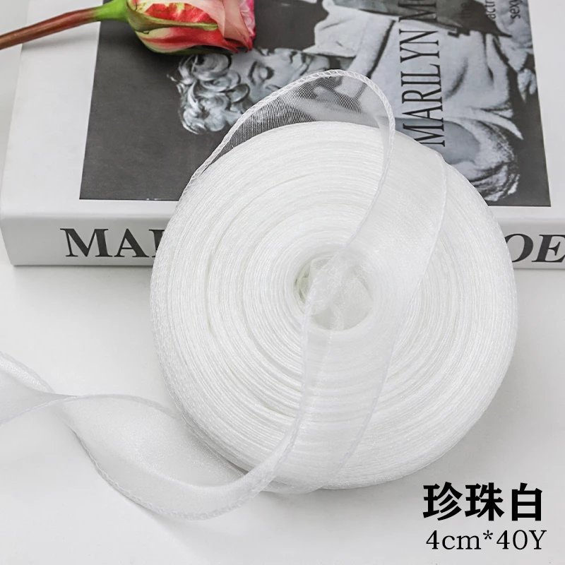 En stock al por mayor 4cm Phnom Penh fishtail hilo llano envuelto flor amplia cinta onda cinta ramo de flores material de embalaje