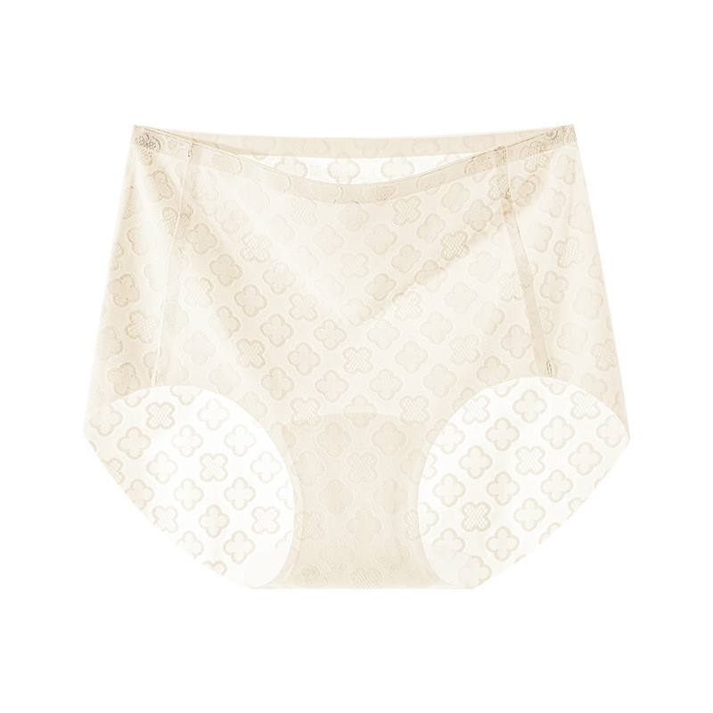 Ropa interior de cintura alta para mujer sin costuras seda de hielo entrepierna de algodón de verano entrepierna antibacteriana abdomen levantamiento de cadera 2025 nueva ropa interior para mujer