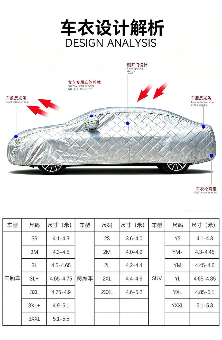 Ready-Made Car Cover, Full Coverage, Rainproof, Heat-Insulating, Sun-Proof Car Cover, Four-Season Protective Sunshade, Waterproof and Dustproof Car Cover