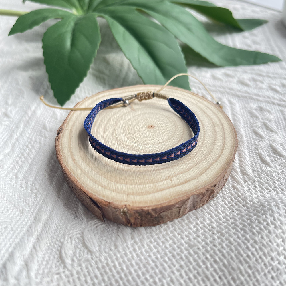 Stripe Pattern Unisex Gender Braid Design Ethnic Style Stripe Cotton Yarn Braid Unisex Bracelets