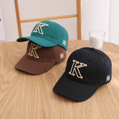 K字母刺繡大童棒球帽本惠兒童帽子春季新款簡約兒童棒球帽 親子帽