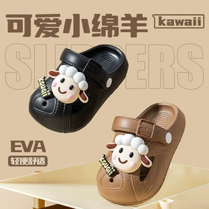Летние детские нескользящие тапочки в стиле Crocs для мальчиков, милая пляжная обувь, мюли, мягкая подошва, закрытый носок