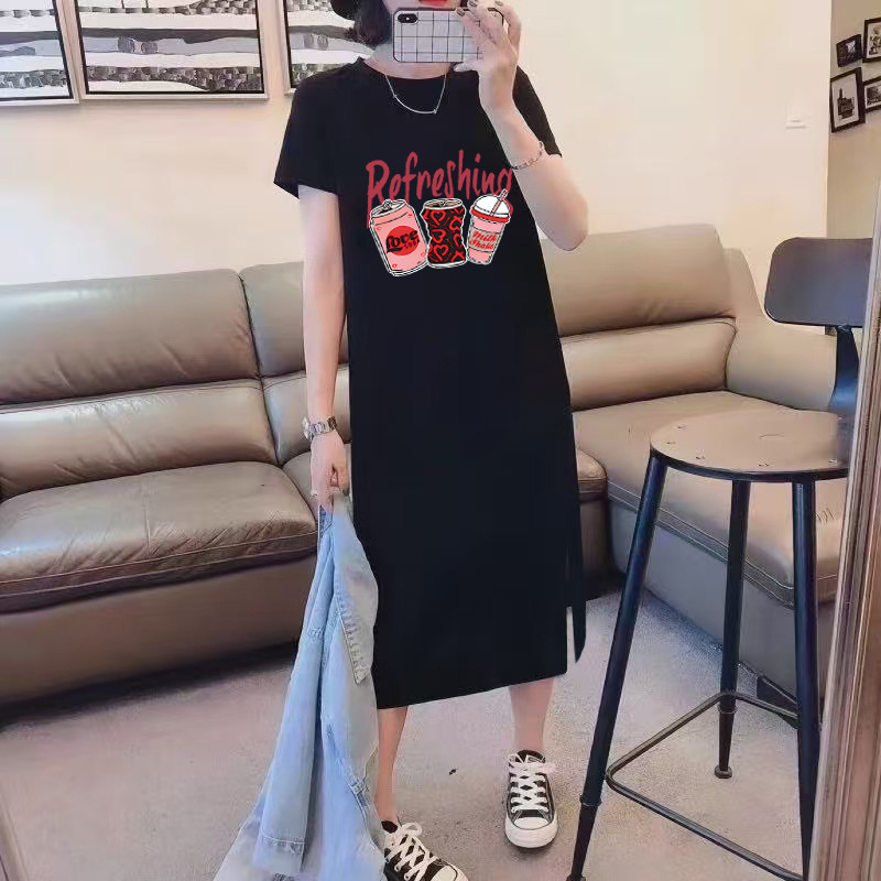純綿tシャツのスカートの女性の夏の大きいサイズはゆったりしています。|undefined