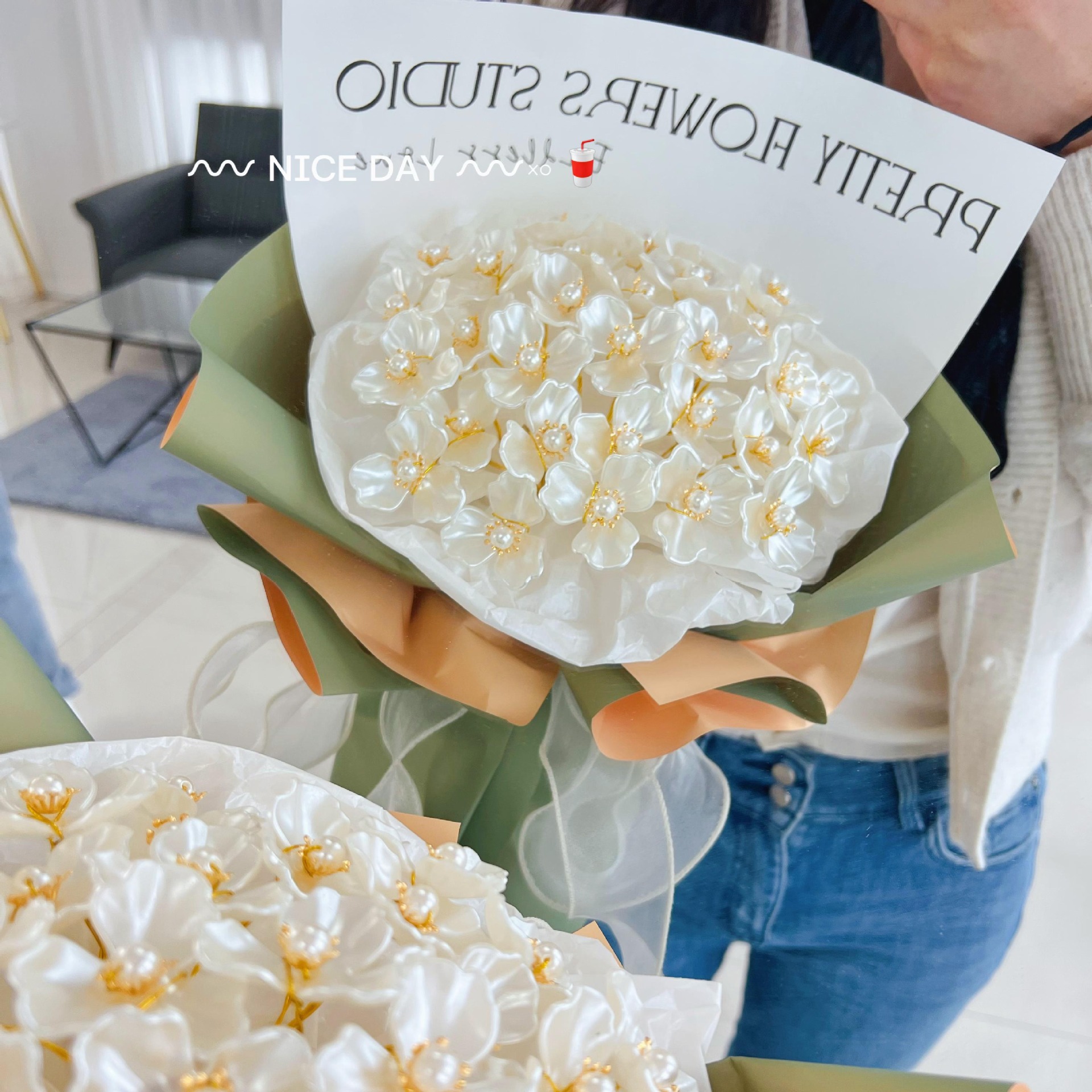 Mother's Day gift DIY handmade imitation pearl hand bouquet material package for mom girlfriend 520 