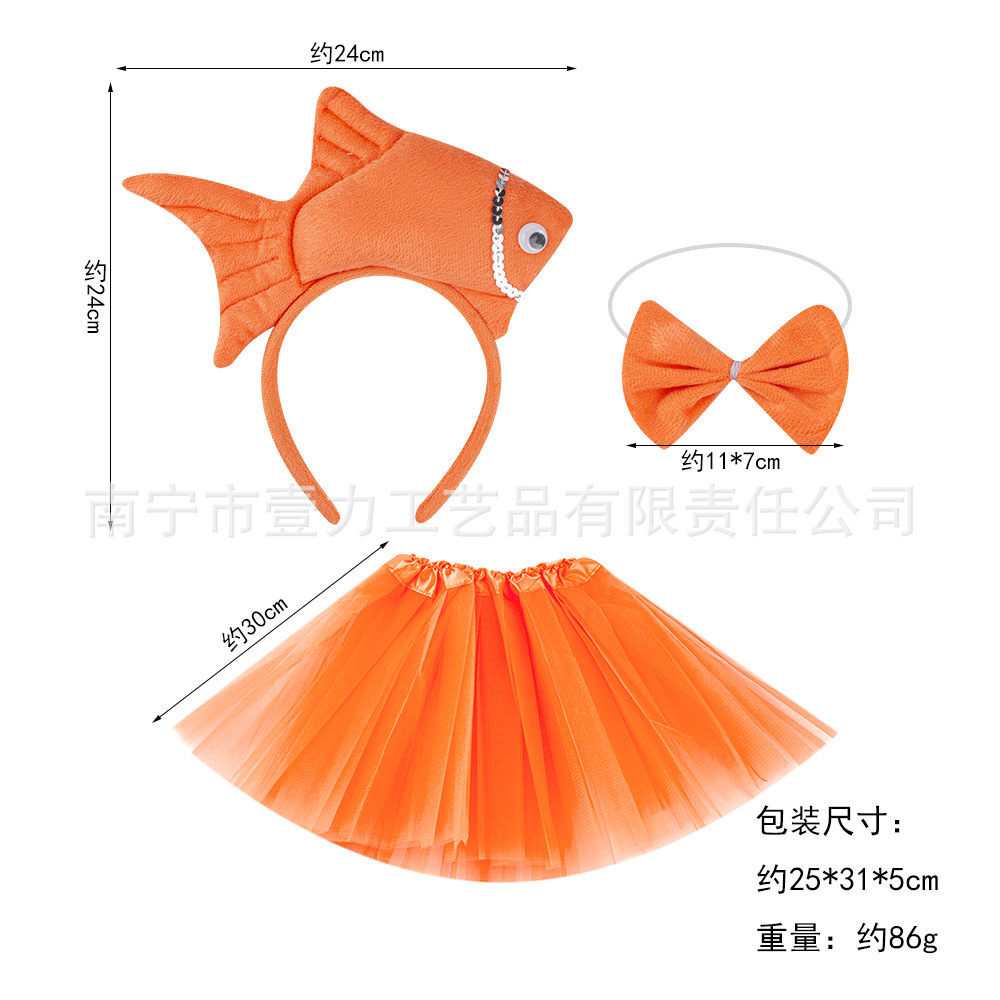 Wansheng rendimiento de la etapa tocado suministros de juego de Navidad peces animales diadema Vida Marina Goldfish diadema