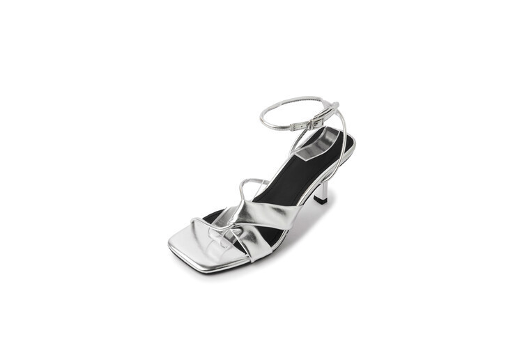 Sandal cao gót nữ hở mũi quai khóa cổ chân gót nhọn 9 cm — Màu vàng, Màu trắng be, Màu bạc chi tiết 30