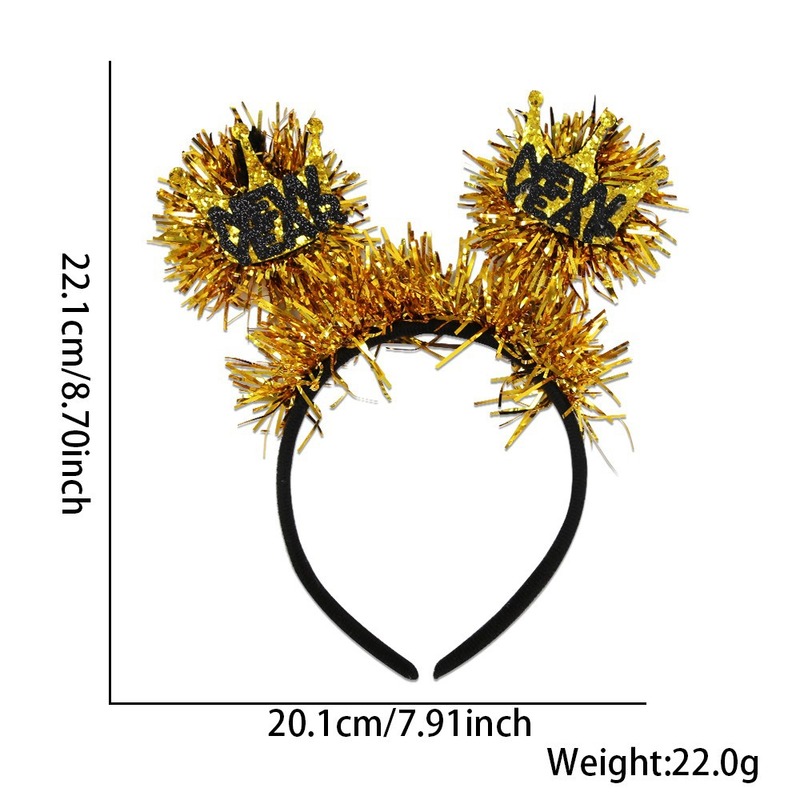 2026 新年スターカラフルなストリップヘッドバンドヘアアクセサリー新年パーティーの装飾ワイングラスレター五芒星ブラックゴールドヘッドバンド|undefined