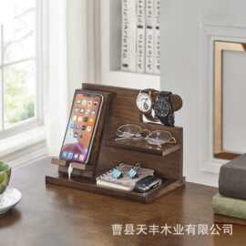 多功能桌面收纳架手机手表充电支架眼镜文具整理盒办公用品展示架