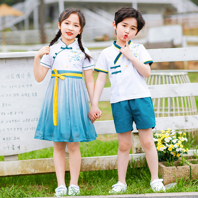 （特价）儿童服装男女童汉服民国风班服中国风夏装幼儿表演服