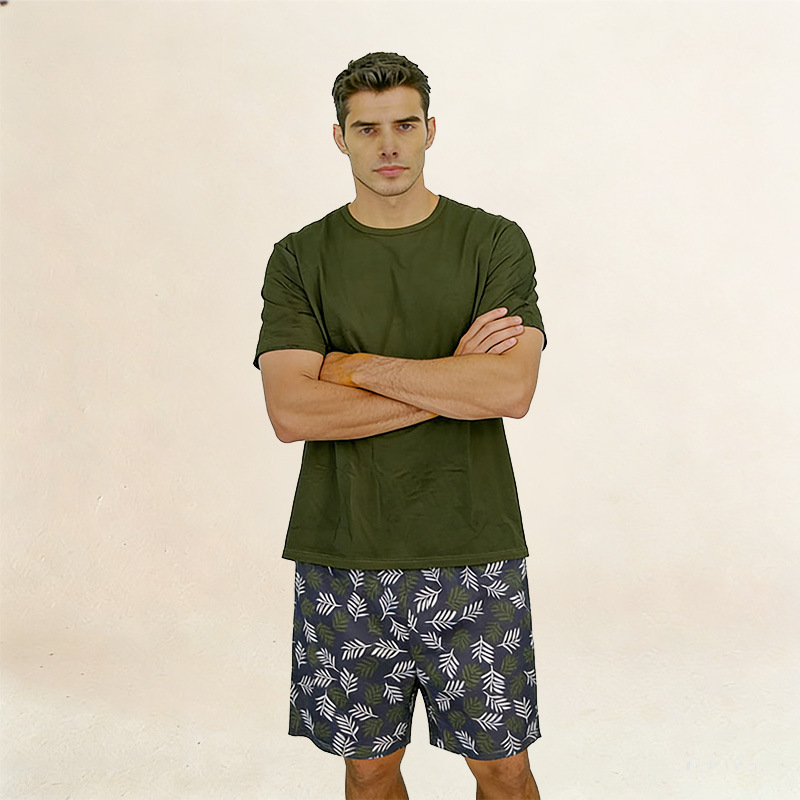 Pantalones cortos de mangas cortas, ropa de casa, camisetas de color sólido, pantalones a placas transfronterizos, exclusivos para Amazon AliExpress