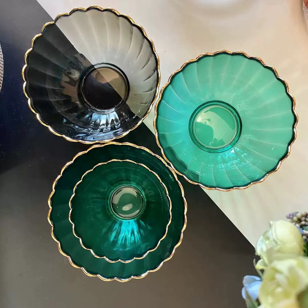 Glass tableware for home use, set, flowered, simple and elegant design