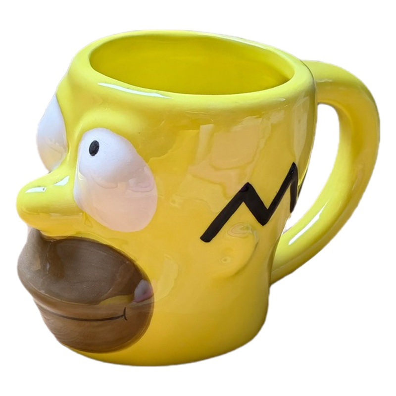 Selección estricta de dibujos animados Simpsons amarillo Taza de cerámica 3D tridimensional de la personalidad de regalo divertido amigo