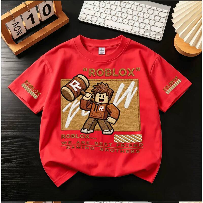 Roblox Virtual World Roblox Game Merchandise Unisex Loose Casual Versatile Crew Neck T-Shirt Roblox Virtual World Roblox Game Merchandise Unisex Loose Casual Versatile Crew Neck T-Shirt