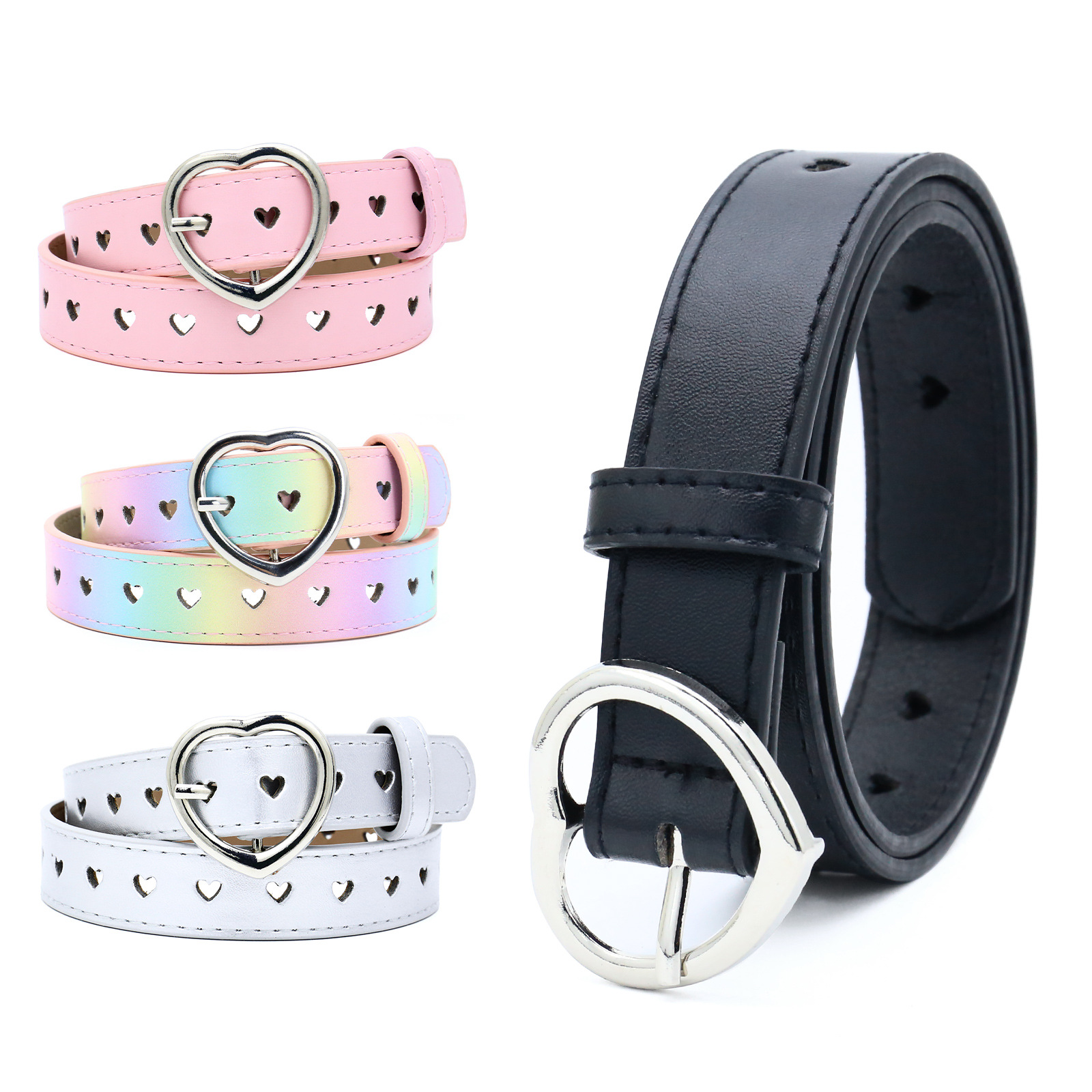 Pantalones vaqueros punk de la muchacha de la Navidad del estudiante de la correa del punk de los niños del Amazonas con el cinturón hueco en forma de corazón femenino del amor