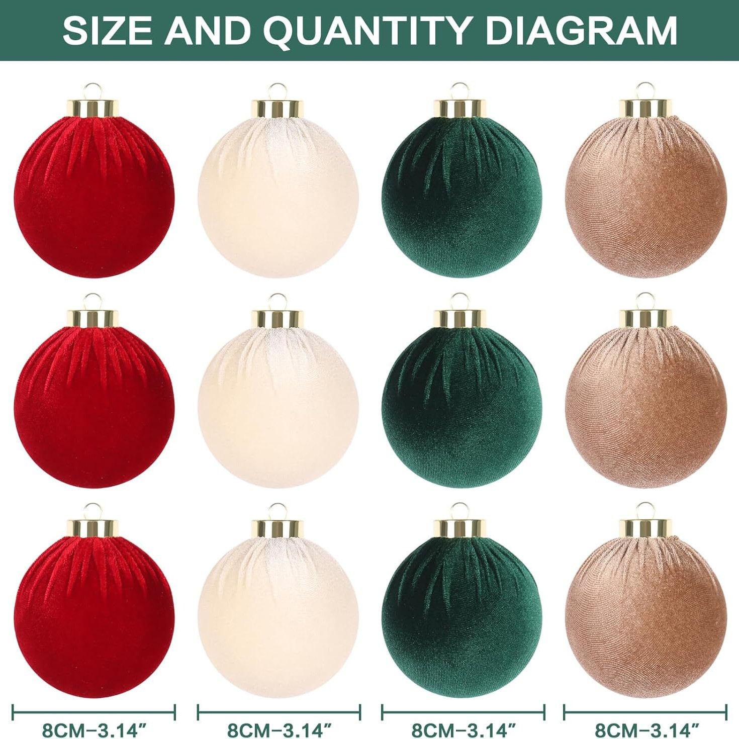6cm Fabric-Covered Christmas Ornaments – 12-Piece Set Of Festive Holiday Decor (Soft Textured Baubles For Tree, Wreath & Tabletop Display)_voghion.com
