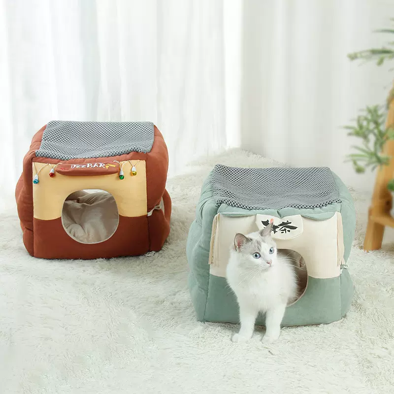 吉仔仔抹茶立方四季懒人猫隧道窝网红猫用品方形两用DIY 通道猫窝