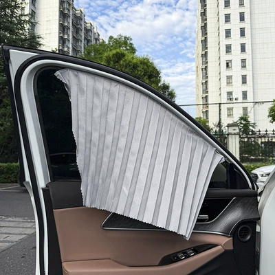trackless car sunshade, universal pleated: Car curtains - silver-four-piece-set