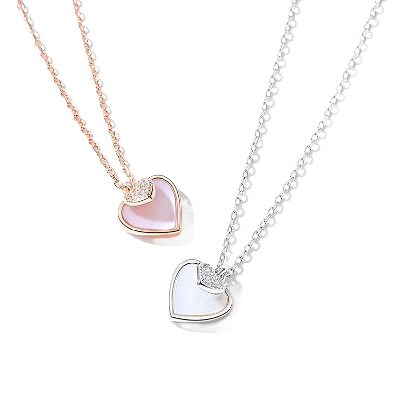 Celebridad en línea Singapur S925 Corazón en forma de fritillary Collar de plata colgante nicho diseño simple Shell clavícula cadena femenina